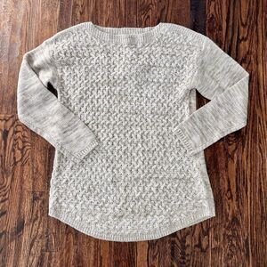 It’s Our Time Women’s Scoop Neck Tunic Sweater Oatmeal And Cream Size Large NWT